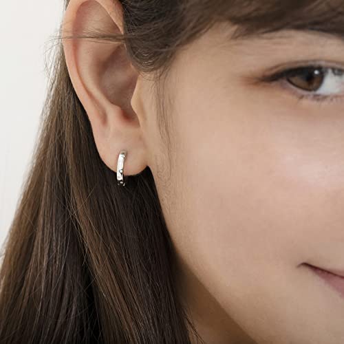 925 Sterling Silver Brilliant Dots Cubic Zirconia Huggie Hoop Earrings For Little Girls- Elegant & Shiny Sterling Silver Huggie Hoop Earrings Perfect For Young Teens- Best For Birthday Gift3