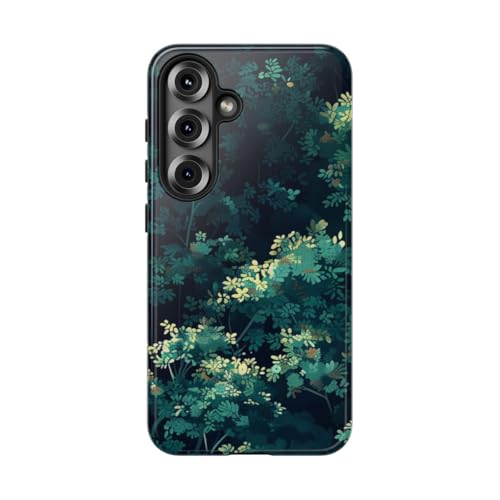 Coque Samsung S25 feuillage vert foncé rigide brillante antichoc protège smartphone