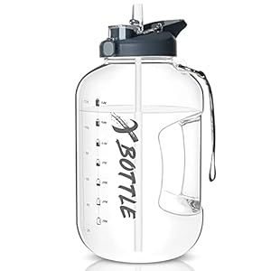 1 gallon lekvrije drinkfles met rietje en Chug-deksel, optionele kleur, sportwaterfles met tijdmarkering, BPA-vrij, vaatwasmachinebestendig, bediening met één hand voor sportschool, fietsen