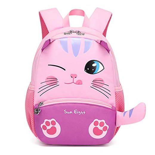 PROTAURI Mochilas para Niños - Niñas Bolsa para la Escuela Dibujos Animados Animales Mochila Infantil Viaje Mochila para Guardería Preescolar Primaria Viajar(3-5 años de Edad)
