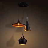 TYDXSD Vintage industrial bar luces restaurante creativo hierro nórdico ligero instrumento 3 lámpara de lámpara de estudio de Cafe 500 * 1000 m m, Black