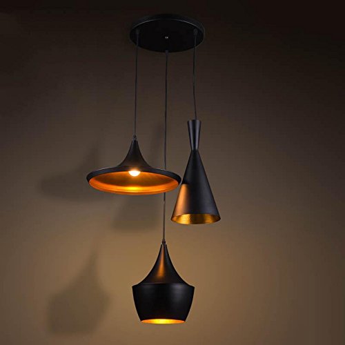 TYDXSD Vintage industriel bar lumières restaurant fer nordique lumière créative instrument 3 suspension de lampe étude IKEA Cafe 500 * 1000mm , Black