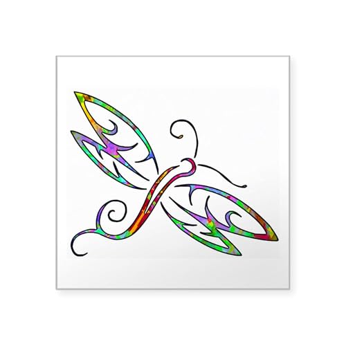 CafePress Colorful Dragonfly Sticker Square Bumper Sticker Car Decal