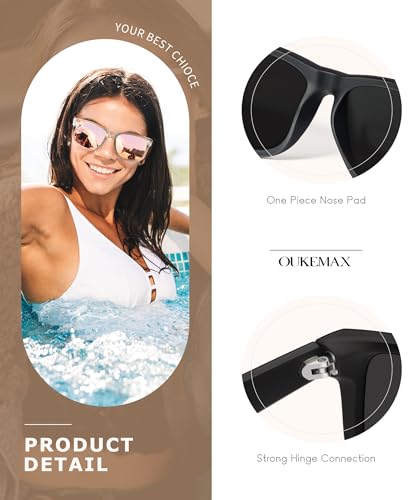 Polarized Sunglasses for Women, 3 Pack UV400 Trendy Square Shades, Lightweight Stylish Eyewear for Driving & Travel3