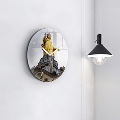 Horlogerie moderne d'exception en verre Wallfluent 30 cm statue de Lyon