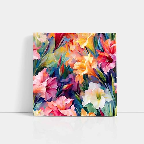 Image of Livin'luxe Colorful Floral Canvas Framed Wall Painting | Abstract Flower Artwork Modern Wall Decor for Living Room, Bedroom & Office | Vibrant Botanical Art Print Home Decoration 24 inch x 24 inch