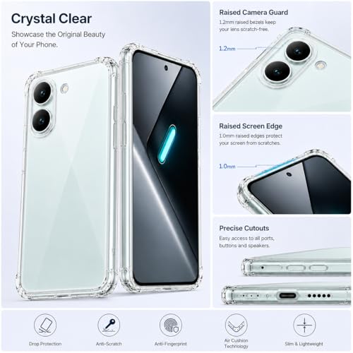 Image of Transparent Crystal Clear Soft TPU Shockproof Back Cover Case for Redmi Turbo 5 5G - Scratch Resistant