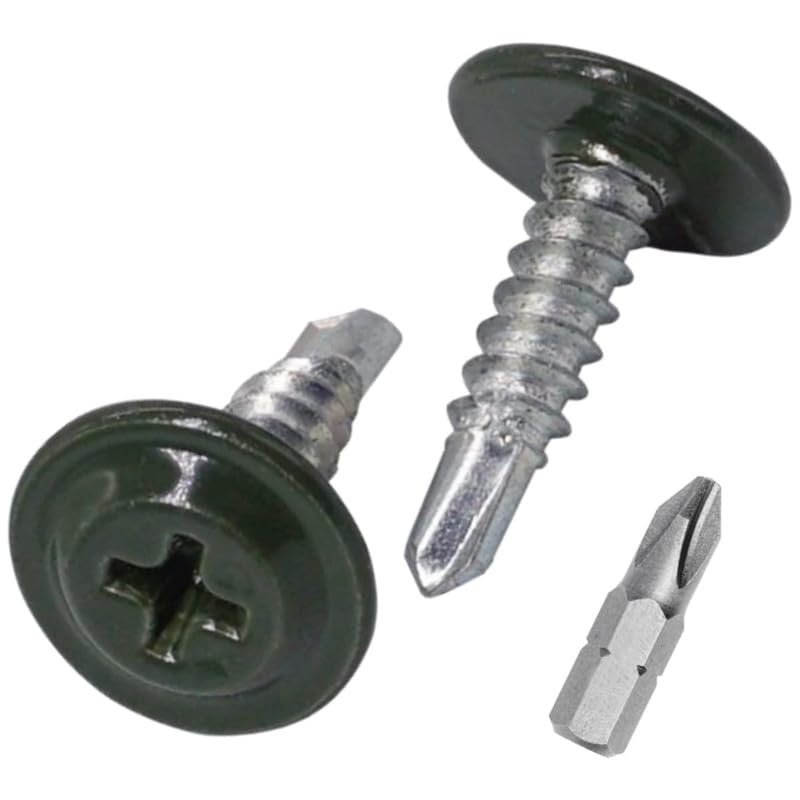 (Pack of 400) Painted 1-21/32" x 5/8" (4.2 x 16 mm) Self Drilling Screws, Phillips Modified Truss Head, Tapping Screw, Flat Head, Pure White RAL 9010