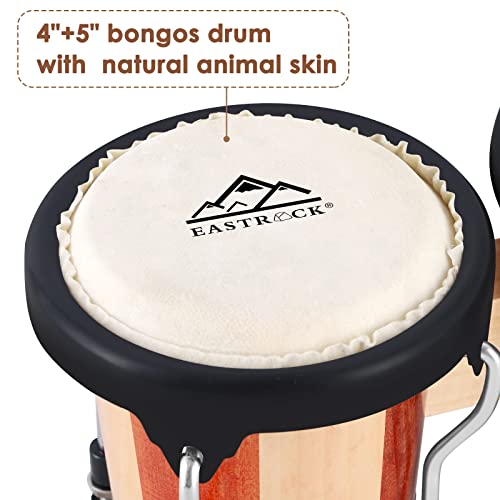 image for EastRock Bongo Drum 4” and 5” Bongos Drum Set for Adults Kids Begi