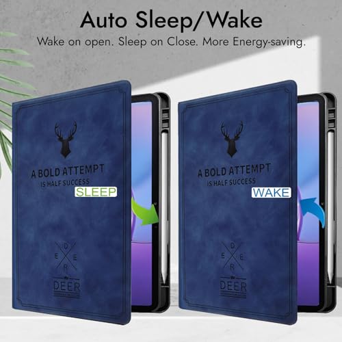Image of Robustrion Case for Lenovo Idea Tab Pro 2nd Gen 13 inch Cover Case with [Pencil Holder], Deer Pattern Flip Cover for Lenovo Idea Tab Pro Gen 2 Cover Case 13 inch [Auto Sleep Wake Support] - Blue