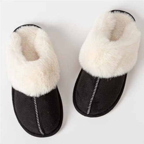 Pantuflas para mujer cómodas y abrigadas con pelaje sintético miniatura 3