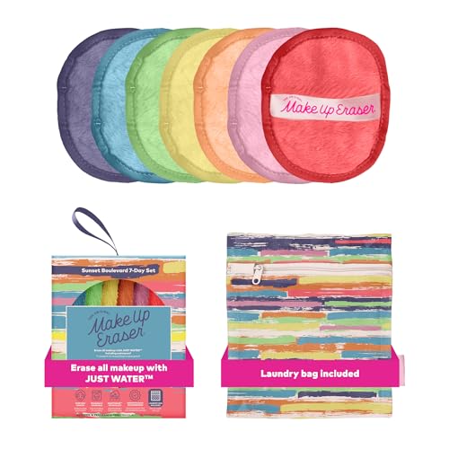 The Original MakeUp Eraser 7-Day Set Erase All Makeup with Just Water Including Waterproof Mascara Eyeliner Foundation Lipstick Sunscreen and More! Sunset Boulevard 7ct.