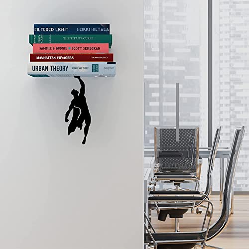 Image of Superhero Floating Bookshelf - Invisible Book Shelf for Wall Decor Home Library - Metal Book Shelf - Superhero Home Decore Bookshelves