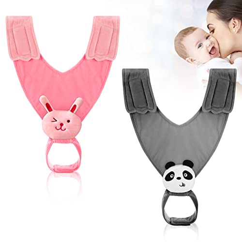 Image of 2 Pcs Adjustable Bottle Holder Car Seat Bottle Spare Bottle Feeding Sling Bottle Drink Holder Bracket Strap Tight Loop and Hook Tape for Hanging(Grey, Pink, Lovely Style)