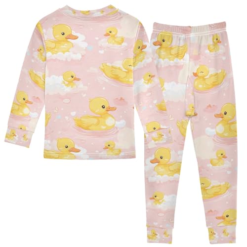 senya Yellow Duck with Cloud Pajamas Set Long Sleeve Soft Cotton Sleepwear 2 Piece2