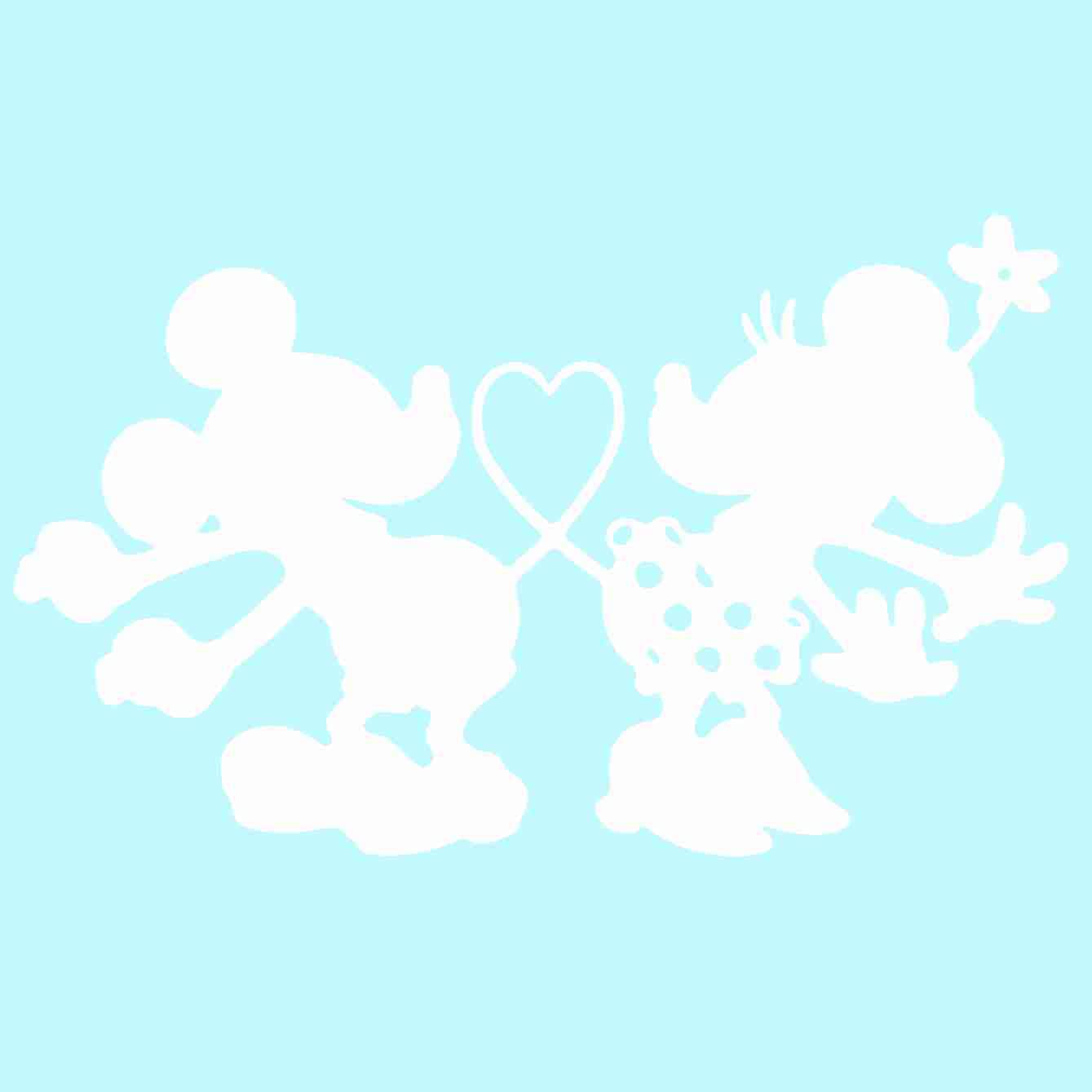 Adhesivo Mickey y Minnie Love Corazón Old Style – Adhesivo para Coche Moto Muebles – Disney Comics Cartoon Dibujos Animados Sticker Bianco