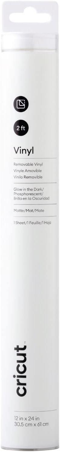 Cricut Amovible | Briller dans l'obscurité | 61 cm (24") | Rouleau de Vinyle Auto-adhésif | pour Une Utilisation avec Toutes Les Machines de Coupe, Blanc, 61cm