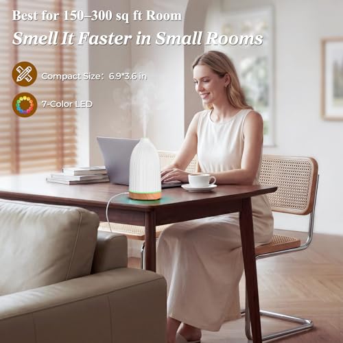 Image of URPOWER 150ML Essential Oil Diffusers for Home, Ultrasonic Aromatherapy Diffuser with 7 Color Changing Lights, Timer & Auto Shut-Off, Scent Diffuser for Bedroom, Office, Yoga