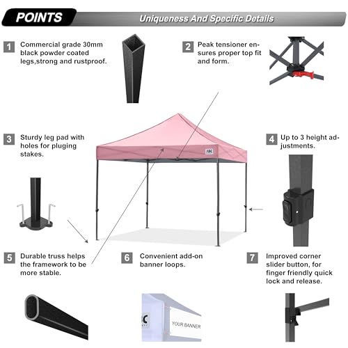 Image of ABCCANOPY Patio Pop Up Canopy Tent 8x8 Commercial-Series (Pink)