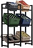 CLP Portacasse in Metallo per Bevande Stack, portacasse per Bevande salvaspazio Robusto e salvaspazio per Casse di Bevande, Colore:Nero, Dimensione:116x91x31 cm