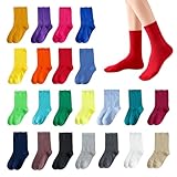 MOSIOBERDAVIAN 22Pairs Colorful Crew Socks Breathable Soft Candy Colored Socks Lightweight Tube Boys Dress Sock Casual Athletic Solid Color Socks for Women Boys Girls