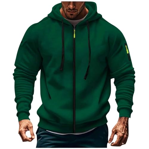 Mens Casual Zip Up Hooded Jacket Long Sleeve Loose Fit sweatshirt Daily Solid Sports Outdoors Jackets