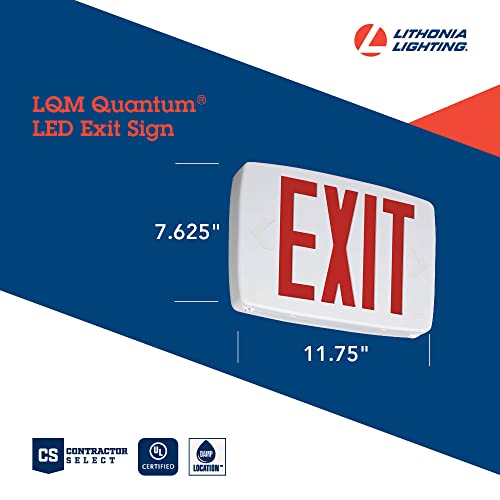Image of Lithonia Lighting Quantum LED Emergency Exit Sign, Thermoplastic Exit Only Sign with Stencil-Faced White Housing and Red Letters (LQM S W 3 R 120 /277 M6)
