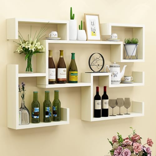 Support pour bouteille en bois suspendu blanc 140 cm avec porte-verre élégant