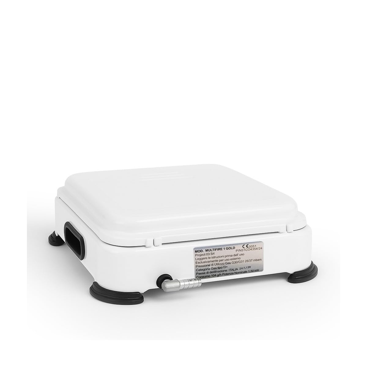 INTEC Plaque de cuisson gaz portable 1 feu 1500W Réchaud gaz butane ou propane Blanc laqué Couvercle