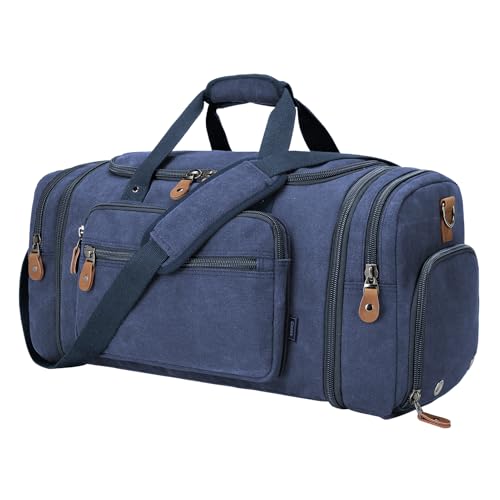 Image of Gonex Canvas Duffle Bag, Expandable 60L Travel Overnight Weekender Bag