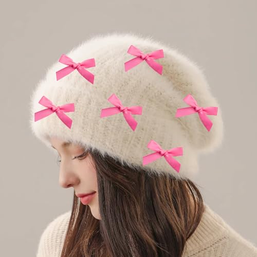 Image of 30pcs Bow Charms for Socks Mini Ribbon Bow Junk Socks Charms Brooch Pins Girly Y2K Decorative Pins for Shoes Shirts Hats Socks Gloves Crafts Coquette Safety Pins Accessories Bulk (Hot Pink)