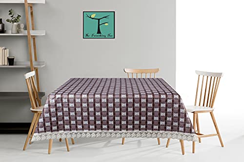 Image of The Furnishing Tree Waterproof Square Shaped Center Table Cover Size 40x40 inches with White Border Lace