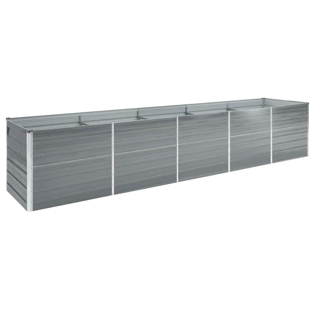 vidaXL Garden Raised Bed Weather Resistant Practical Sturdy Stable Outdoor Patio Raised Bed Flower Box Pot Galvanised Steel 400x80x77cm Grey
