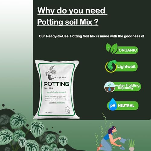 Image of EarthPower Potting Soil Mix for Plants 25 Kg | Soil for Plants | Soil and Fertilizer for Plants | Mix for Plants Home Garden | Made with Vermi Coco Pit Neem Cake etc 25kg