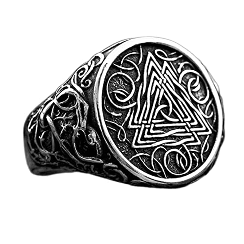 Bague viking homme amulette odin et chevalière celtique vintage valknut