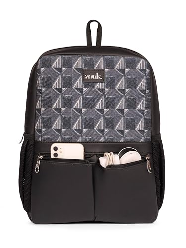 Image of ZOUK Men's Office Laptop Backpack (15.6 Inch) | Vegan Leather Travel Bag with Dual Compartments, Padded Laptop Sleeve, Trolley Sleeve, Waterproof Lining & Multiple Pockets |