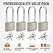 4 Pcs Silver Padlock with Keys, 3.4 Inch Long Keyed Padlocks, Shackle Pad Lock with Keys, Lock and Key Set for Outdoor Fence Storage Unit Toolbox Shed Gym Locker Padlocks with Key