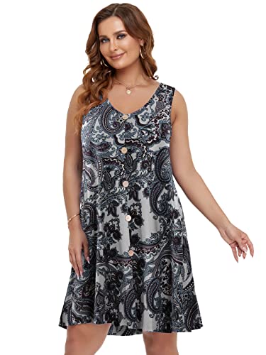 Image of BELAROI Summer Dresses for Women Beach Tshirt Sundress V Neck Casual Swing Tank Dress Swimsuit Cover Ups Pockets