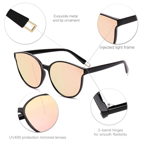 SOJOS Fashion Round Sunglasses for Women Men Oversized Vintage Shades SJ2057