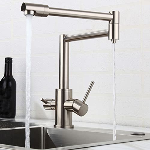 Robinet cuisine 3 voies inox brossé mitigeur eau filtrée chaude froide design haut - 8