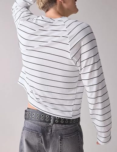 PRETTODAY Men's Striped T Shirts Raglan Long Sleeve Crew Neck Color Block Tee Casual Basic Blouse Tops2