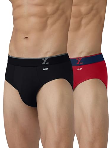 Image of XYXX Men's Traq Super Combed Cotton Regular Fit Solid Antibacterial Briefs with No Marks Waistband (Pack of 2)