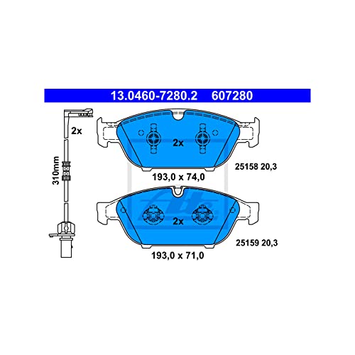 Ate 13.0460-7280.2 Discount Brake Pad Set for Brembo/Cifam/Delphi/Febi Bilstein/Ferodo/Fte/Hella/Icer/Lpr/Metelli/Mintex/Nk/Remsa