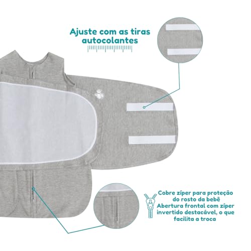 Saco de Dormir Swaddle Cinza em Soft Estação:Outono - Inverno;Tamanho:RN - 0 a 3 meses