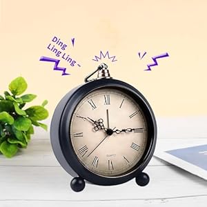 Pxy retro alarm clock for heavy sleepers 3d dial battery operated battery include 4 super silent analog alarm clock for kids with night light pt260 silver orange pt508 2 roman numbers  urban country home decor