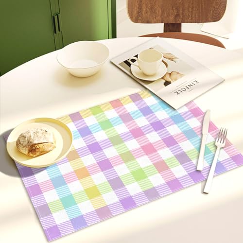 Nepnuser AMZ-0355 Linen Easter Buffalo Check Plaid Placemats Set Of 4 Rustic Spring Place Mats thumb #5