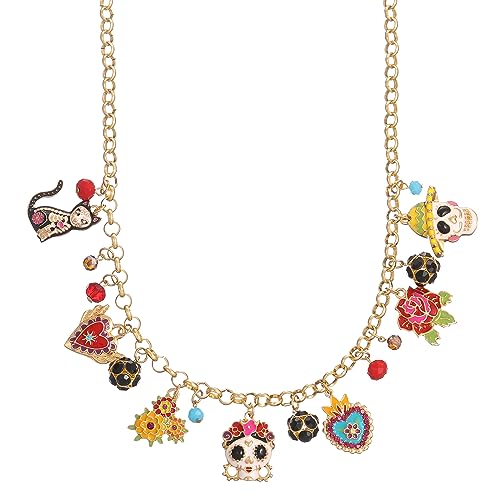 Madison Tyler Halloween Party Charm Necklace for Women | Pendant Necklace with Pumpkin Spider Bats Spider Web Witch Hat Ball Bead Candy Corn | Halloween Holiday Gifts for Girls Kids