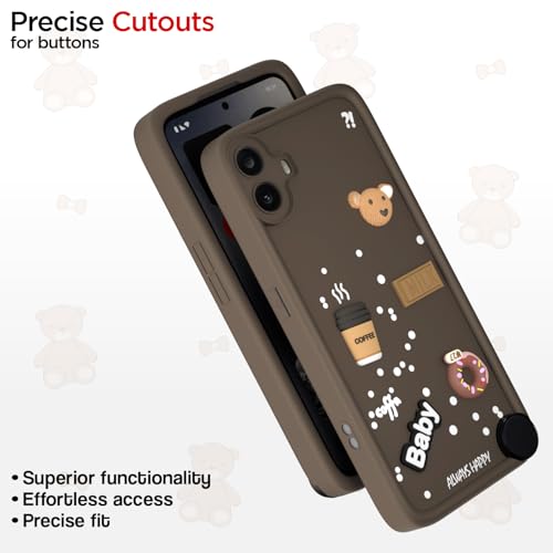 Image of Pikkme Back Cover for CMF by Nothing Phone 1 | Cute Fun Cartoon 3D Bear Silicone Full Body Protection Bumper Case (Brown)