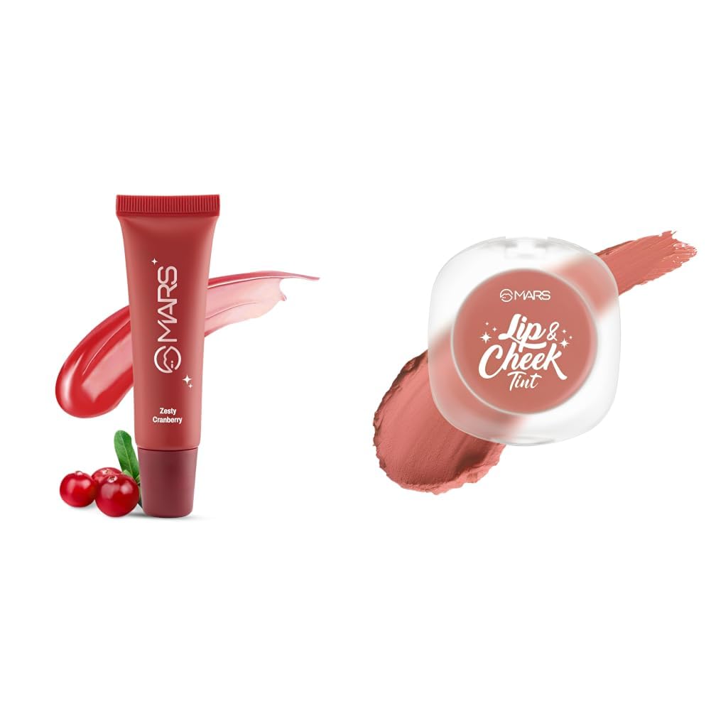 MARS Lippy Top Hydrating Lip Gel 10ml 04-ZESTY CRANBERRY MARS Lip Cheek Tint for Bold Pop Color 2.8 gm 02-Sunset Coral - Embrace New Beginnings-picture-28
