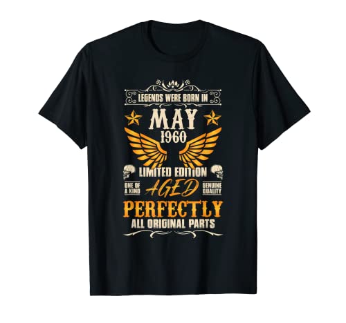 Image of Legends Were Born in May 1960 - Rocker Biker Birthday T-Shirt